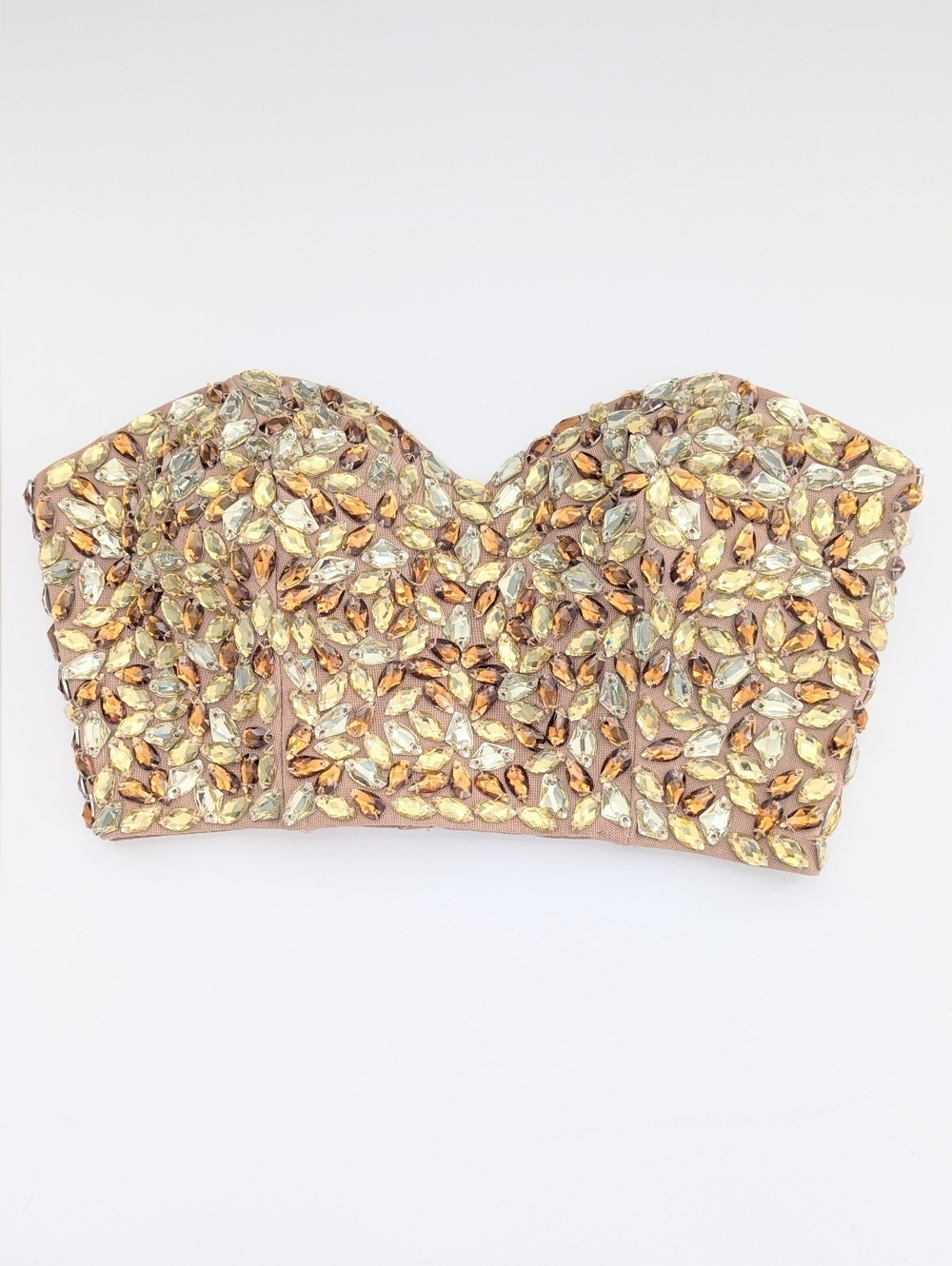 Guess Womens (XS) Beaded Rhinestone Crystal Embellished Strapless Bustier/Corset